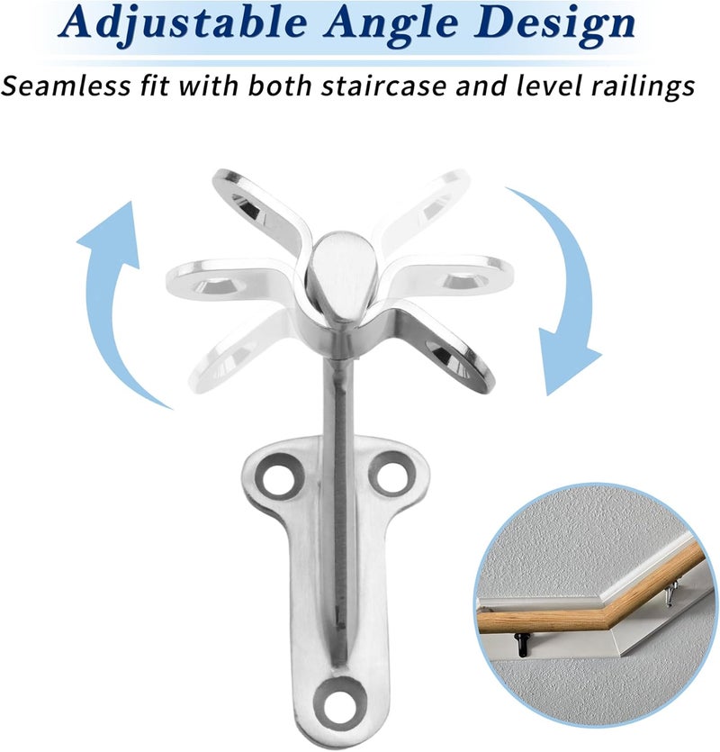 YANYUCB 3''Handrail Brackets,304 Stainless Steel Handrail Stair Brackets,Heavy Duty Support Hardware for Stairways,Home or Office Staircase Hand Rail Bracket with Screws(3 Pack) - Image 4